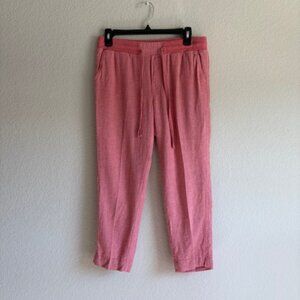 Susma Women's Coral Linen Blend Drawstring Pants Size XS Summer Resort Comfy